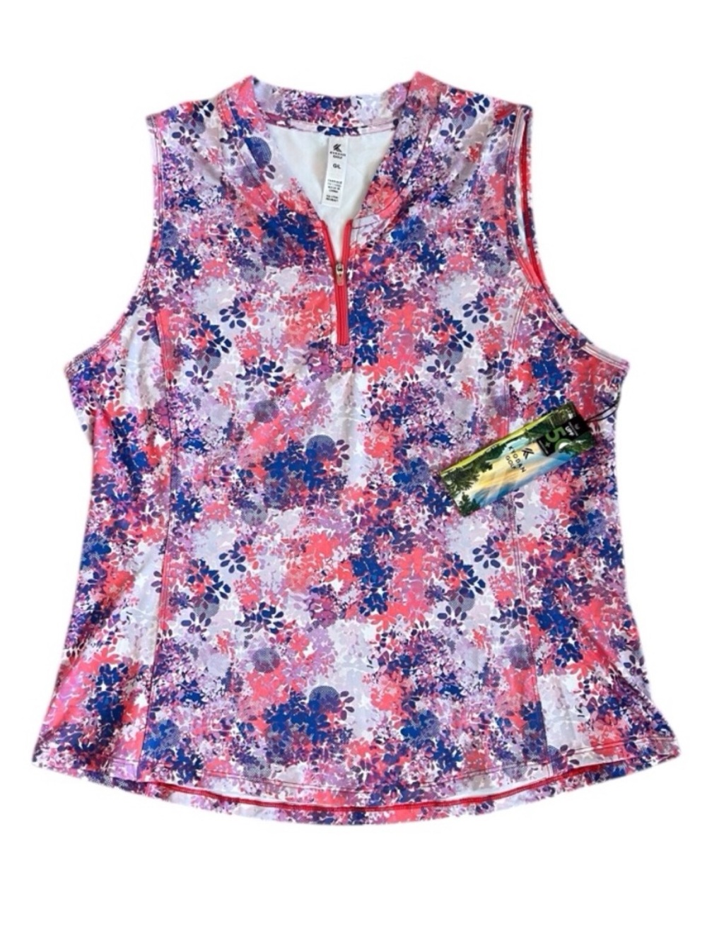Kyodan Golf Tennis Tank Top Pink Floral Athletic Pickleball Activewear NEW Large